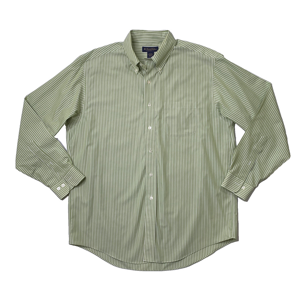 Brooks Brothers Shirt Mens L Large Non Iron Cotton Striped Button Down Shirttail